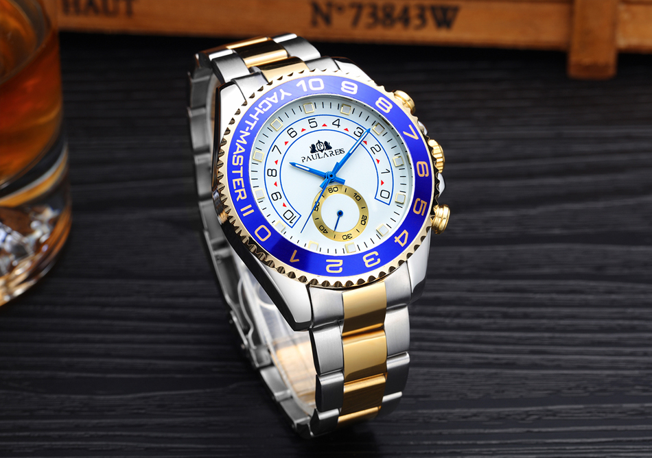  【日本未発売品】最落なし【PAULAREIS】 新作モデル 腕時計 ヨットマスター Blue Bezel 自動巻き オマージュ時計_画像4