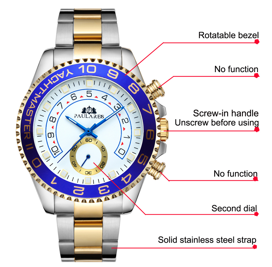  【日本未発売品】最落なし【PAULAREIS】 新作モデル 腕時計 ヨットマスター Blue Bezel 自動巻き オマージュ時計_画像7