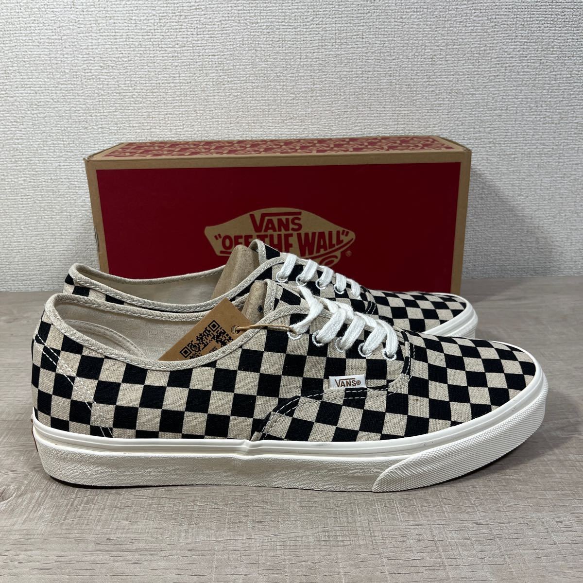 1円スタート売切り 新品未使用 VANS バンズ スニーカー AUTHENTIC BLACK エコセオリーチェッカーボードオーセンティック ブラック 30cm_画像3