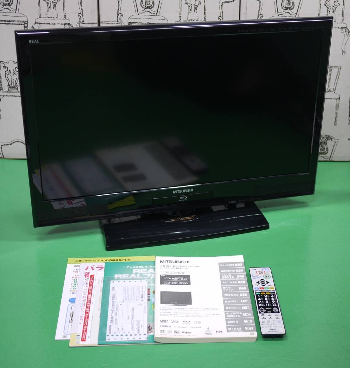 希少 完動 美品 三菱 32V型 ハイビジョン 液晶 テレビ LCD-32BHR500 2011年 500GB HDD内蔵 ブルーレイレコーダー内蔵 2チューナー 32インチ_画像1