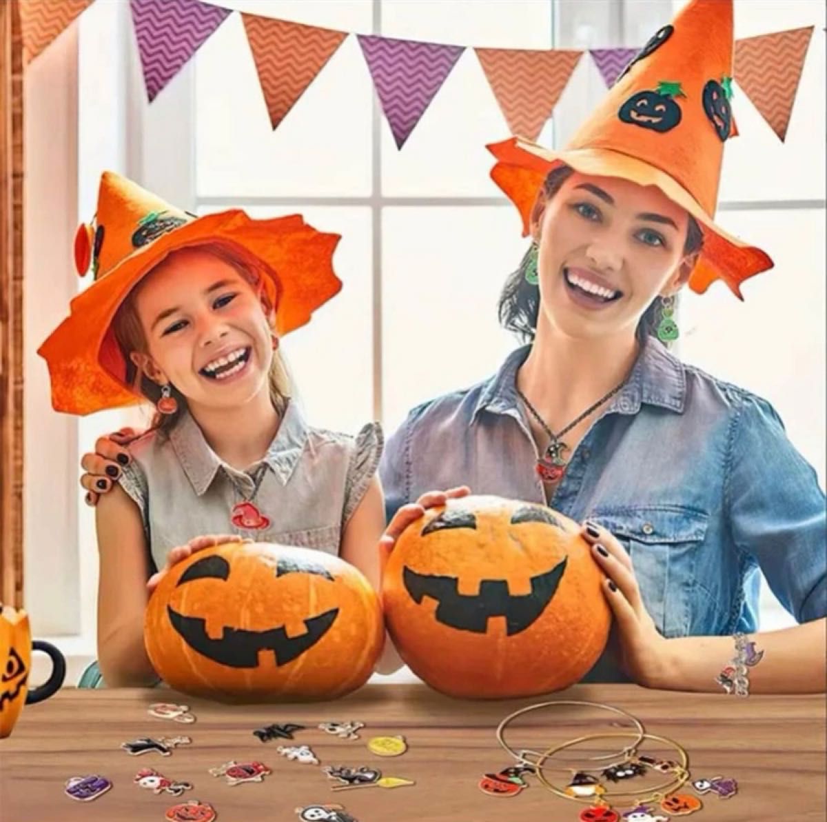 ❤️ハロウィン ギフトタグ 50枚 ゴーストパンプキン オレンジ Ⅶ