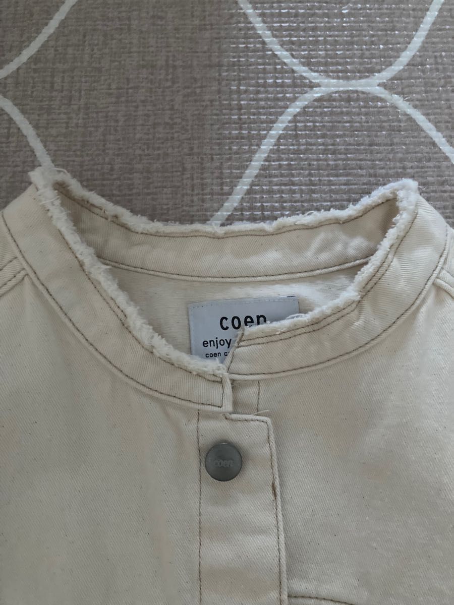 【新品未使用品】coen 丸襟　デニムジャケット　オフホワイト　サイズM