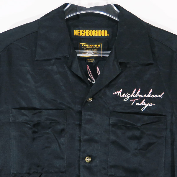 NEIGHBORHOOD ネイバーフッド 19SS MIL-SOUVENIR/RC-SHIRT.LS ミリタリー スーベニア レーヨン シャツ ブラック オープンカラー 開襟 OCZの画像3