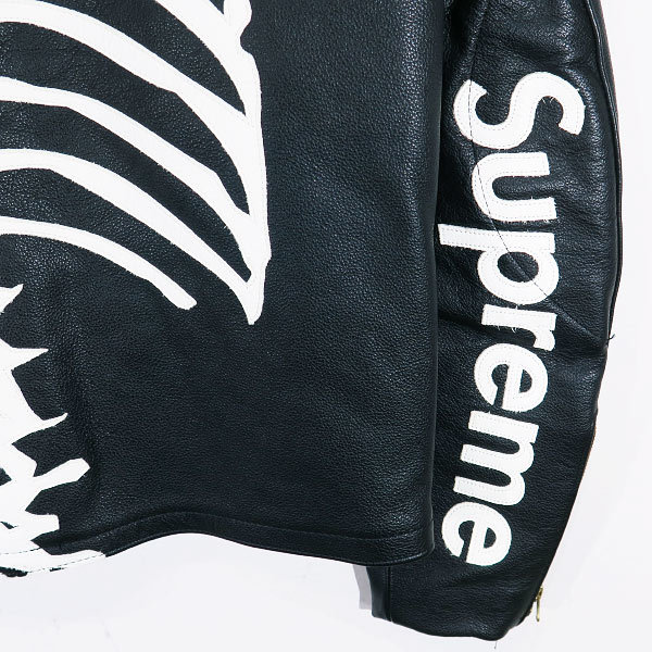 SUPREME シュプリーム 17AW VANSON LEATHER BONES JACKET バンソン ボーン レザージャケット ブラック ocz YX_画像6