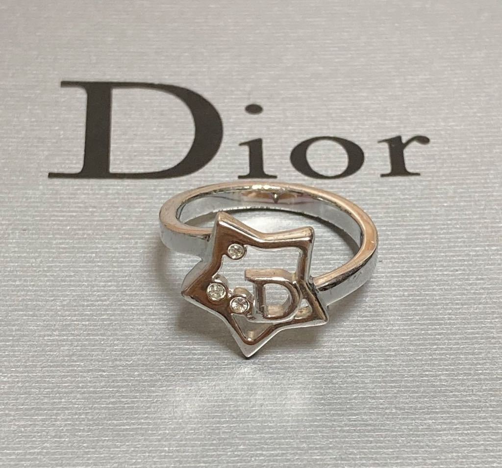 美品　クリスチャンディオール　Dロゴ　ラインストーン　スター　星　リング　指輪