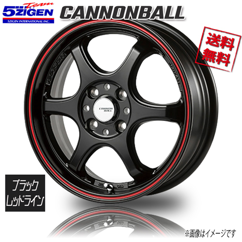 5ZIGEN キャノンボール BRL ブラック/レッドライン 16インチ 4H100 6.5J+45 4本 67.1 業販4本購入で送料無料_画像1