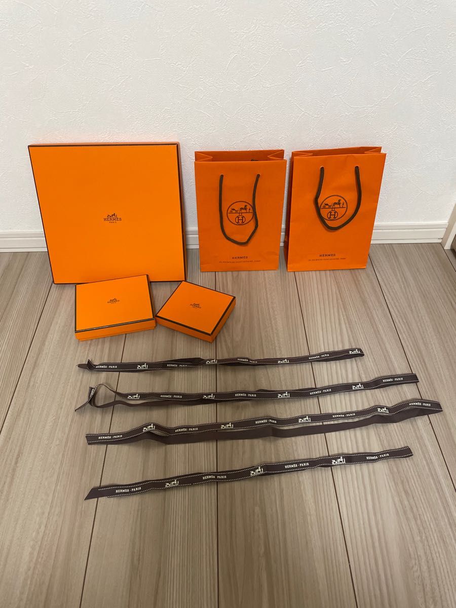 HERMES エルメス　箱　ショッパー　リボン　約4m ショップ袋　まとめ売り 空箱 空き箱 エルメス