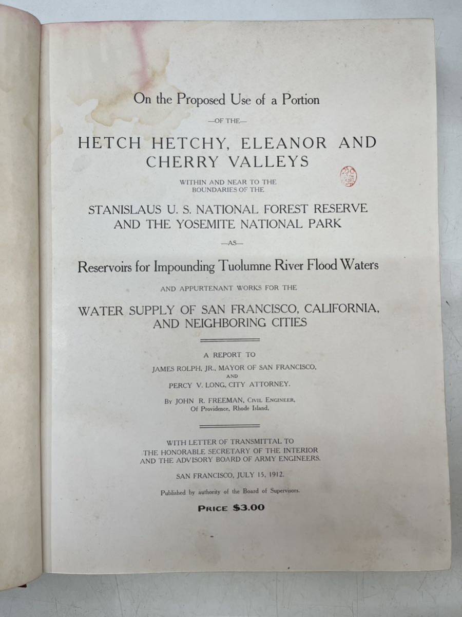s1014-2. иностранная книга /THE HETCH HETCHY WATER SUPPLY FOR SAN FRANCISCO 1912/ дисплей / интерьер / Classic / античный 