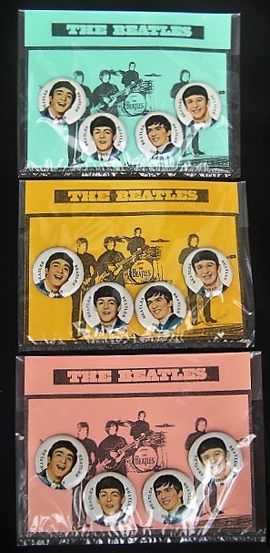 ★The Beatles★ビートルズの4人の顔のバッチ●台紙ビニール袋入・未開封美品☆最安値120円で送れます◎即決あり_薄青台紙（上）、ピンク台紙（下）どちらか