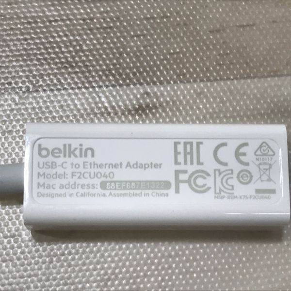 ② Belkin USB-C to Gigabit Ethernet Adapter F2CU040 ギガビット イーサーネットアダプタ[N8138]_画像5