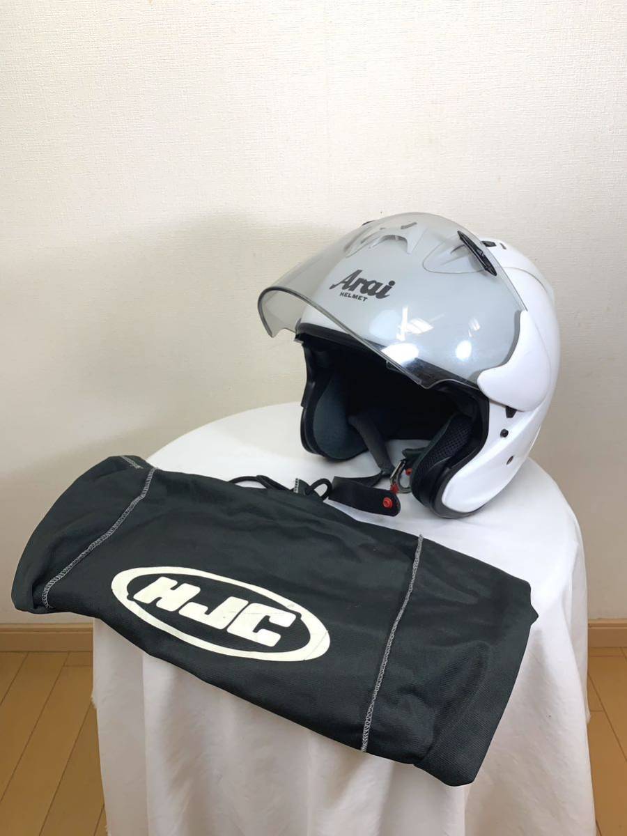 【美品】Arai ヘルメット SZ Ram4（グラスホワイト） hjcカバー付き　アライヘルメット_画像1