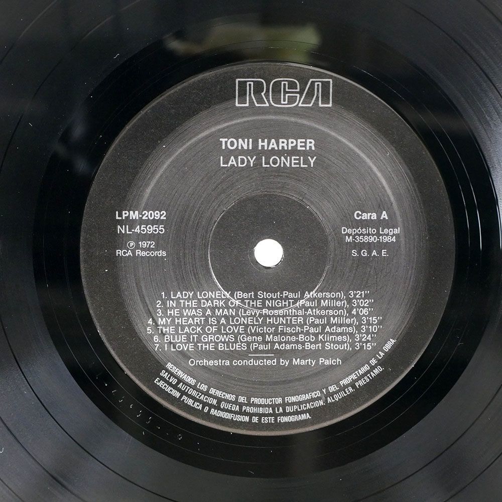 TONI HARPER/LADY LONELY/RCA VICTOR LPM2092 LP_画像2