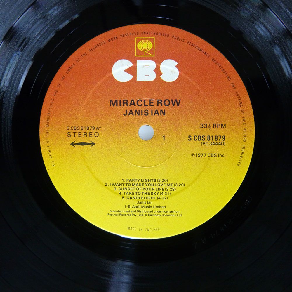 英 JANIS IAN/MIRACLE ROW/CBS SCBS81879 LP_画像2