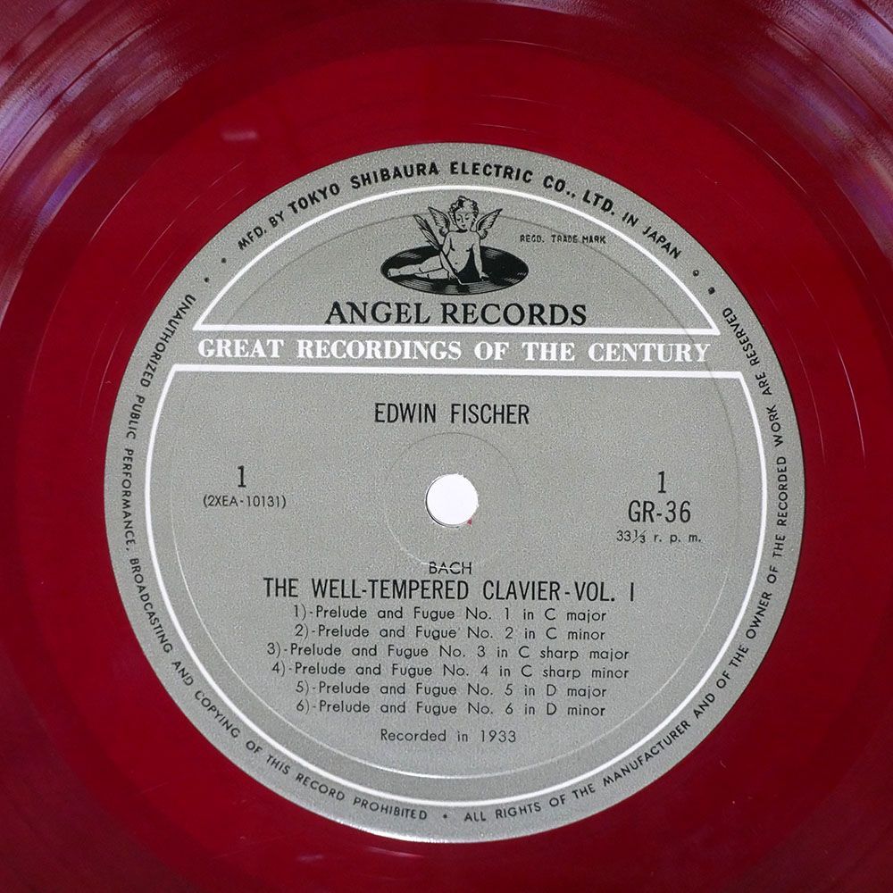 赤盤 FISCHER/BACH: THE WELL-TEMPERED CLAVIER/ANGEL GR36 LP_画像2
