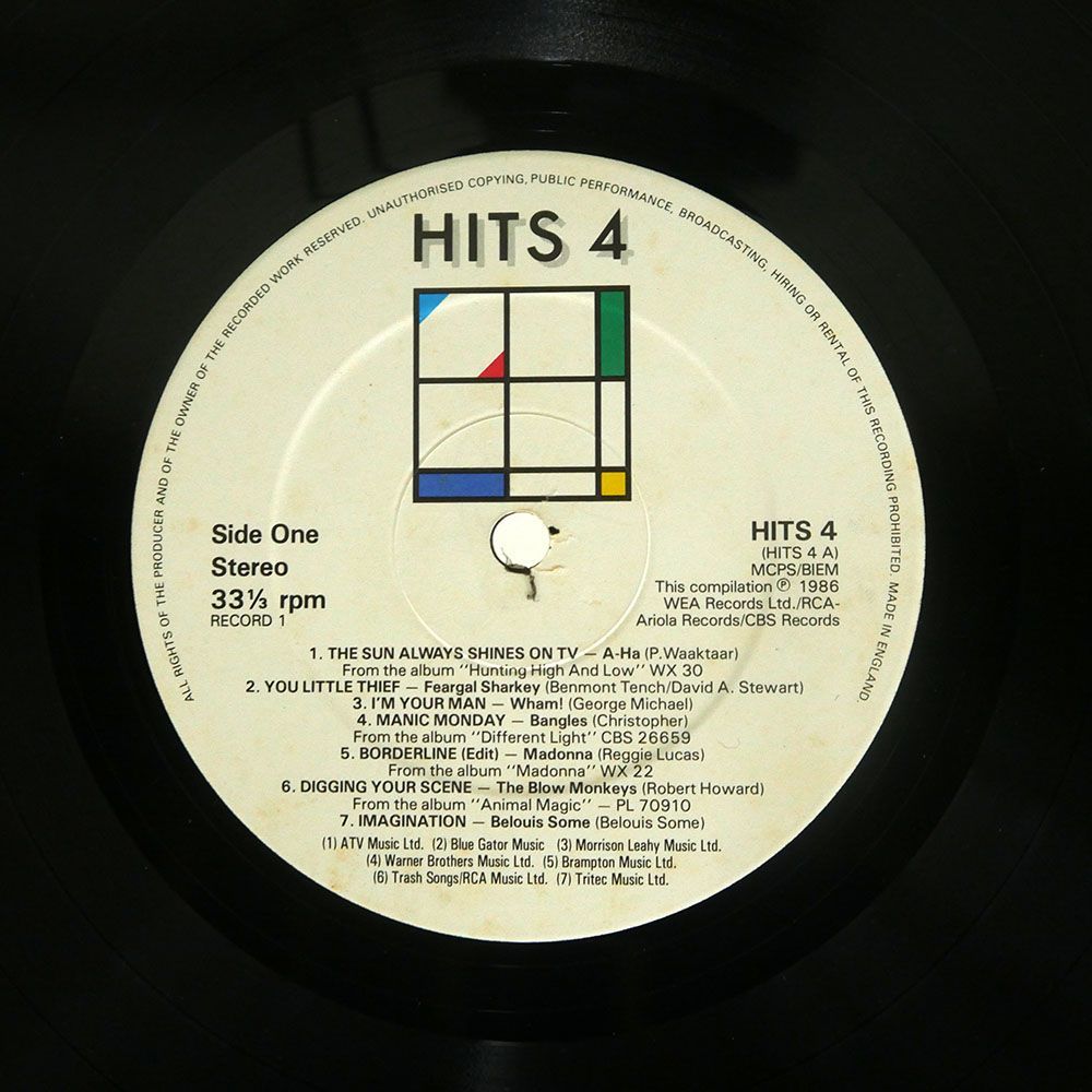 英 VA(A-HA, WHAM, BANGLES 他)/HITS 4/WEA HITS4 LP_画像2