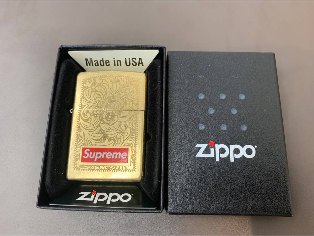 ☆【希少/未使用】Supreme Engraved Brass Zippo ゴールド ジッポ