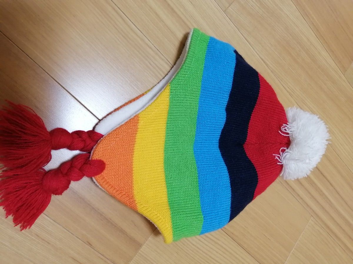 ニット帽　カラフル　虹色　ベビー帽子