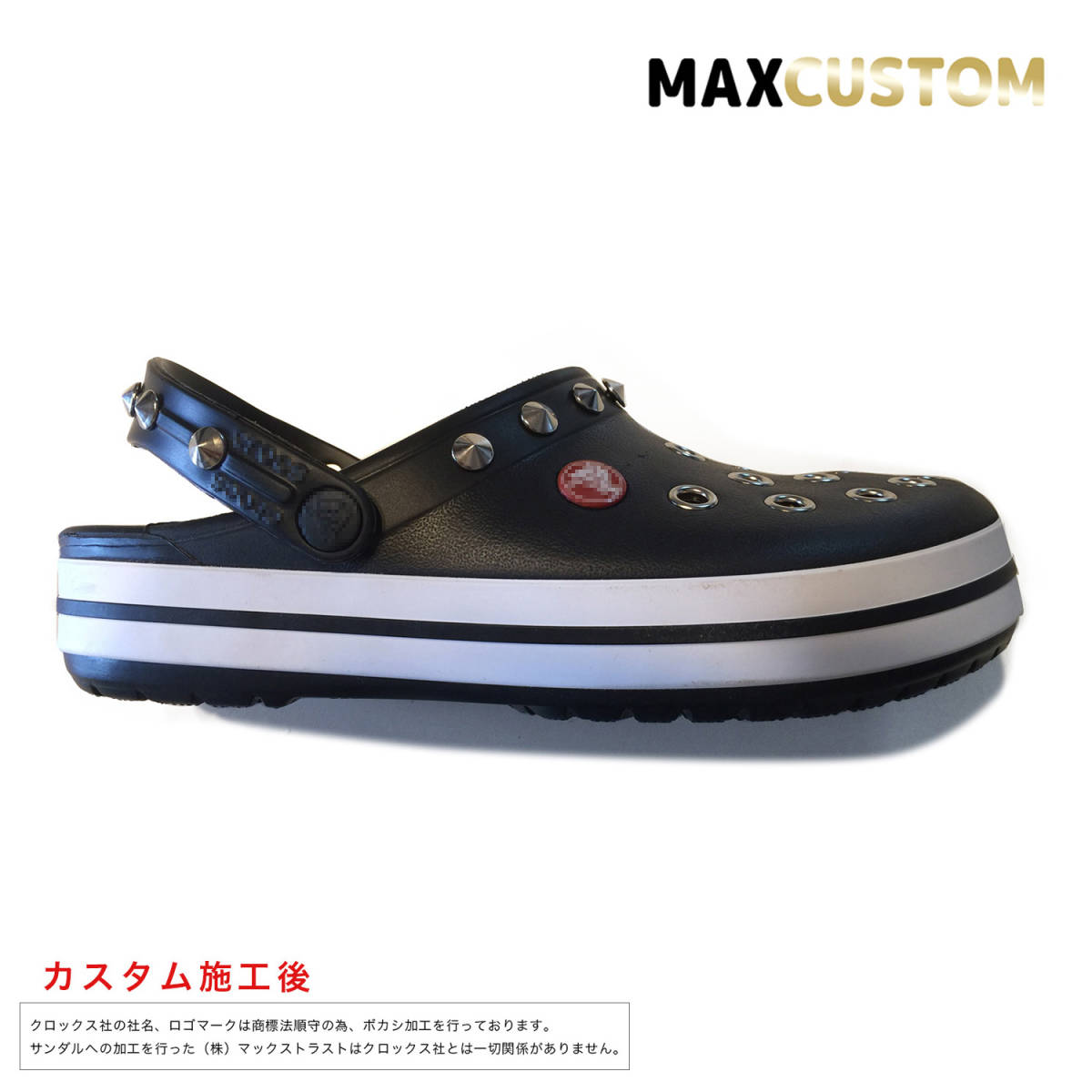 クロックス crocs パンク カスタム クロックバンド 黒　ブラック　22-30cm 新品 MAXCUSTOM crocband custom　ジビッツ_画像3