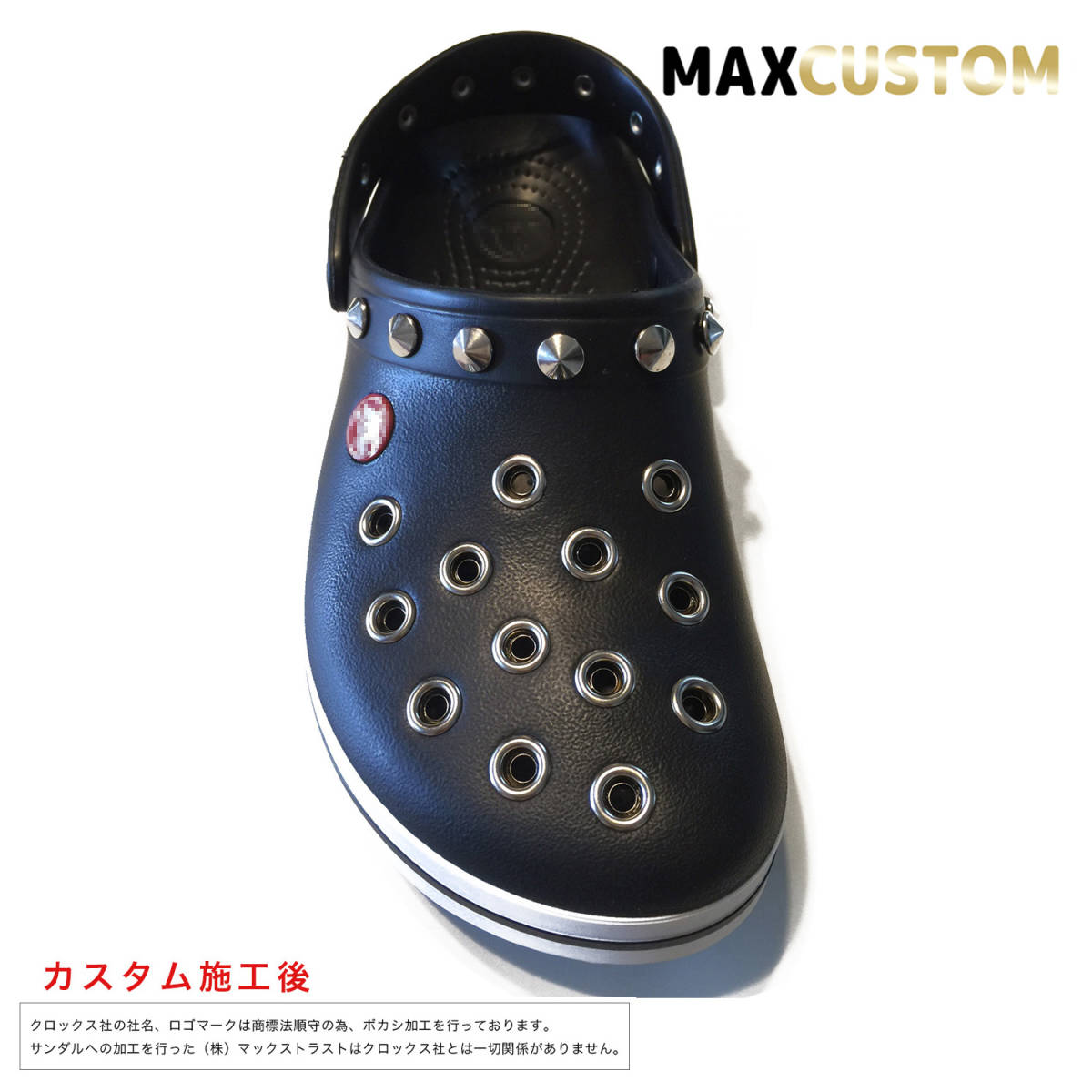 クロックス crocs パンク カスタム クロックバンド 黒　ブラック　22-30cm 新品 MAXCUSTOM crocband custom　ジビッツ_画像4