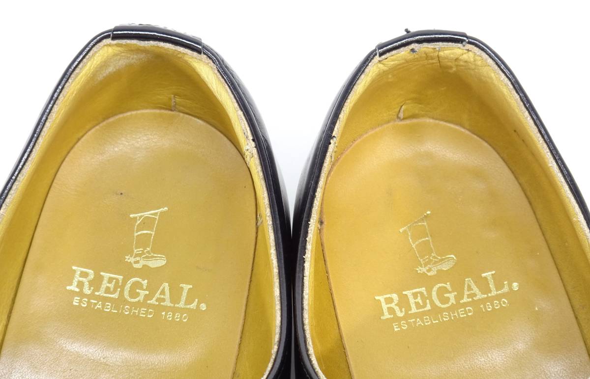 即決 REGAL 25.0cm プレーントゥ リーガル メンズ 黒 ブラック 本革 レザーシューズ 本皮 ビジネスシューズ 革靴 レースアップ 紳士靴 通勤_画像8