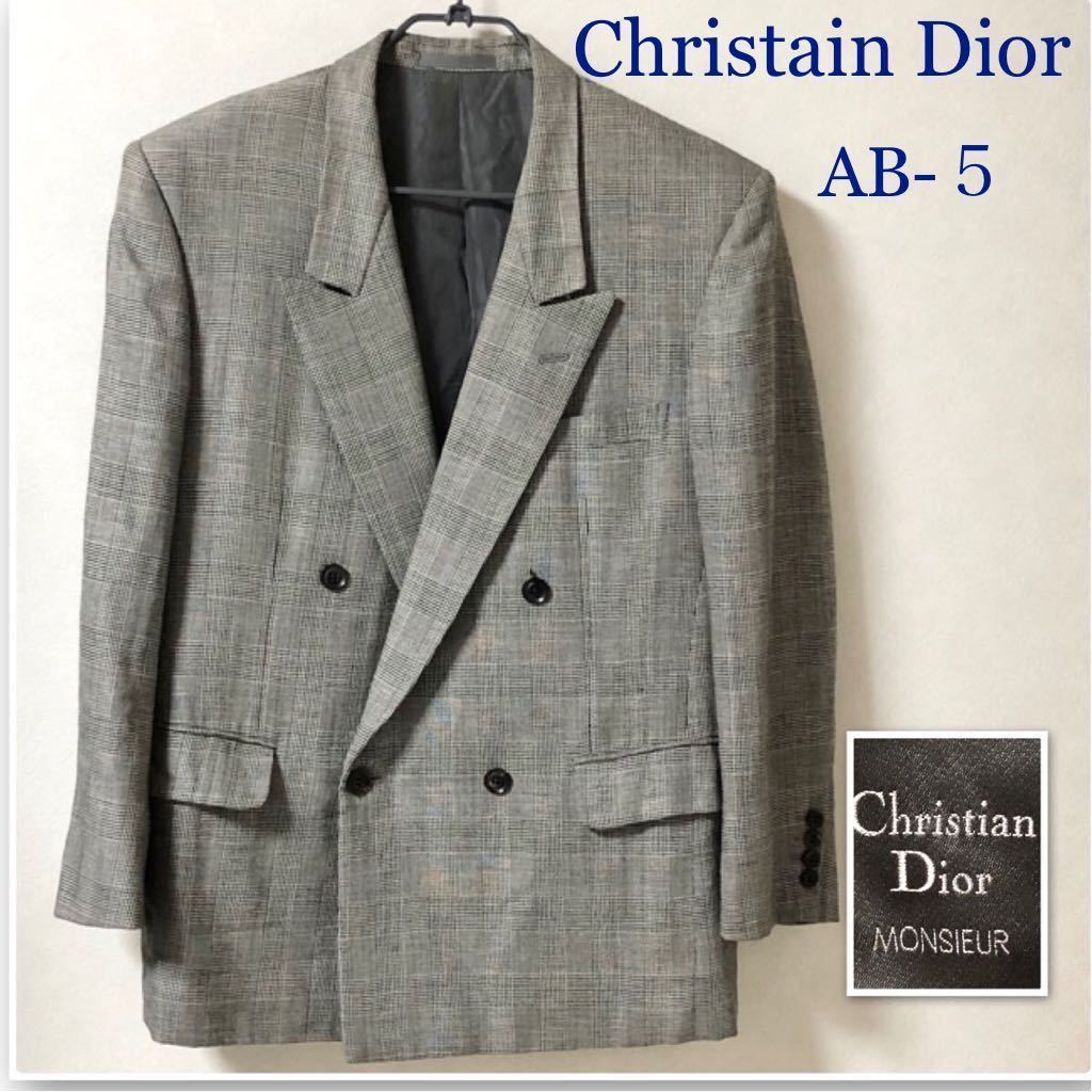 Christain Dior monsieur クリスチャンディオールムッシュ　テーラードジャケット ダブル　ウール&リネン　グレンチェック　AB-5 Mサイズ_画像1