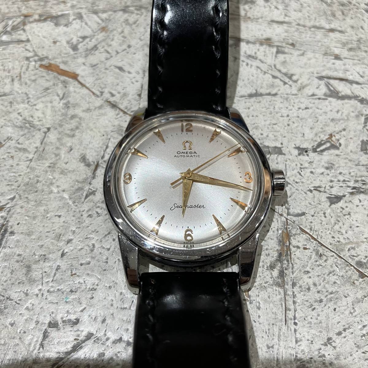 50s OMEGA SEAMASTER オメガ シーマスター 飛びアラビア シルバー