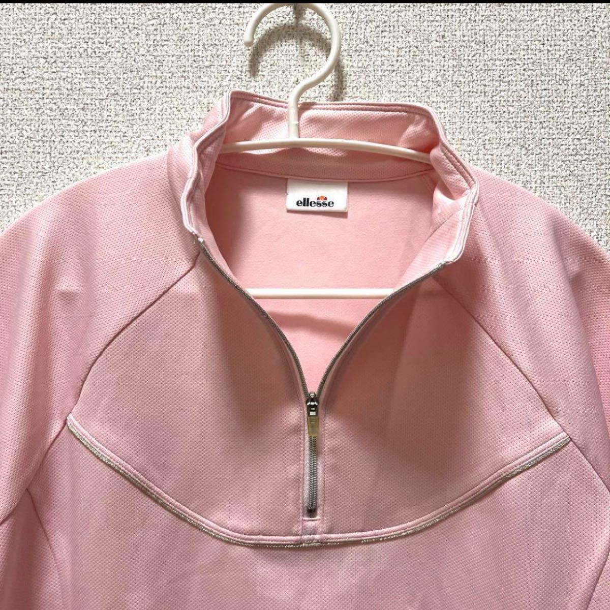 【920】ellesse ポロシャツ　テニスウェア　ゴルフウェア　M 半袖シャツ 半袖 ハーフジップ