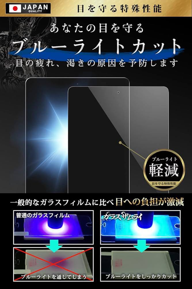 2307147 OVER's ガラスザムライ iPad 用 ガラスフィルム 10.2インチ 第9/8/7世代 用 ブルーライトカット 硬度10H ガイド付き tblue102-F2_画像2