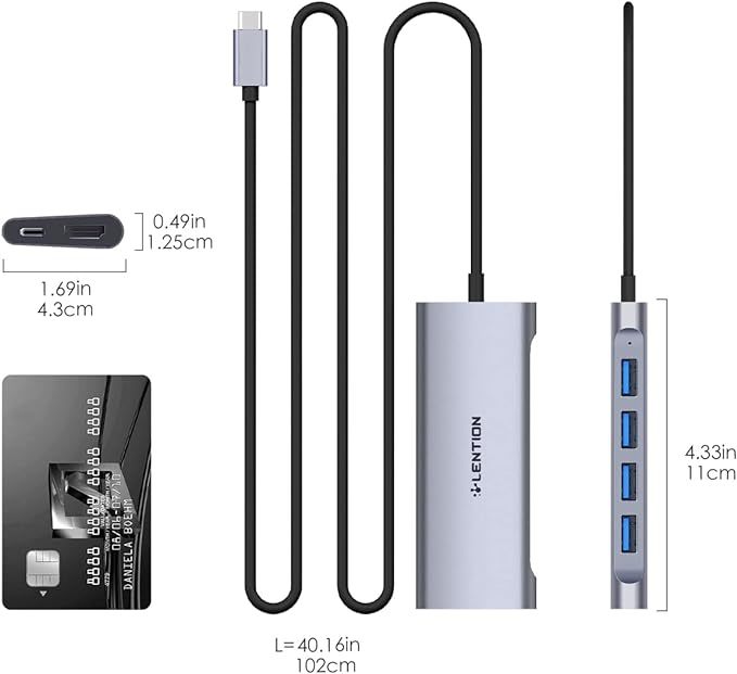 LENTION 6in1 USB Type C ハブ ケーブル長さ1ｍ CB-C35-1M USB 3.0 4K HDMI PD充電 100W USB-C_画像6