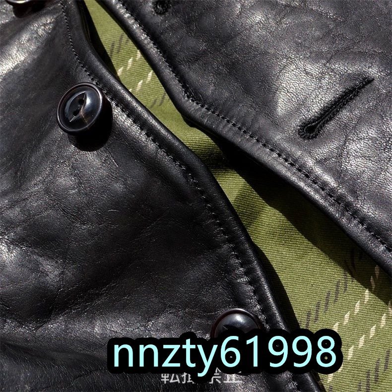 品質保証 ワーカーズジャケット 1.2mm 姫路 カーコート 馬革 レザー ホースハイド 1900s コサック S～5XLサイズ選択可 ブラック_画像10