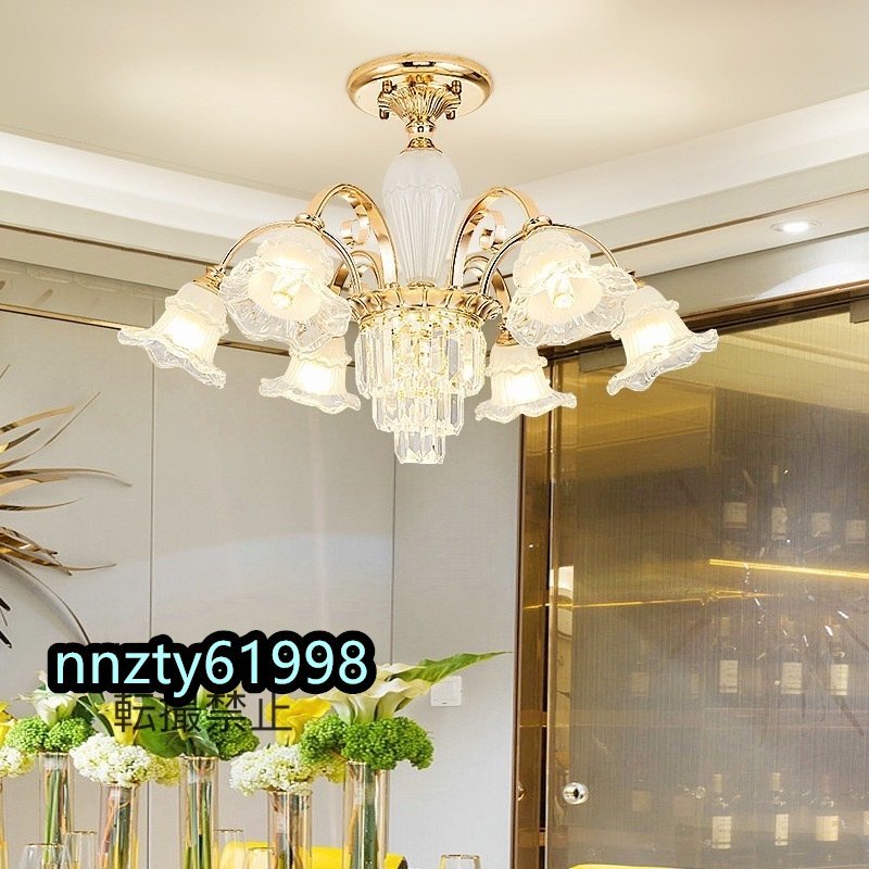 新作水晶 6灯シャンデリア 天井吊り型照明 居間ランプ レストランシャンデリア ヨーロッパスタイル ベッドルーム