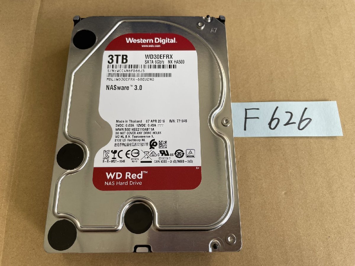 送料無料 Western Digital WD30EFRX Red 3TB 3.5インチ SATA HDD3TB 使用時間755H★F626_画像1