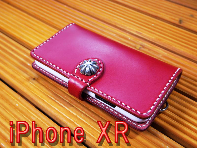 iPhone XR」アイフォンXR 10R 専用 赤本革 レッドサドルレザー 総 