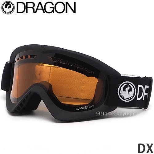 1円～ DRAGON DX BLACK LUMALENS AMBER ドラゴン ディーエックス スノーボード スノボー スキー SNOWBOARD SKI GOGGLE [同梱不可]_画像1