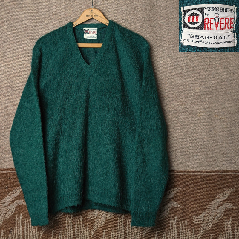 グランジ 【YOUNG BREED REVERE】 60s V-Neck Mohair Sweater 60年代 モヘア ニット Vネック セーター L カートコバーン ビンテージ 50s70s