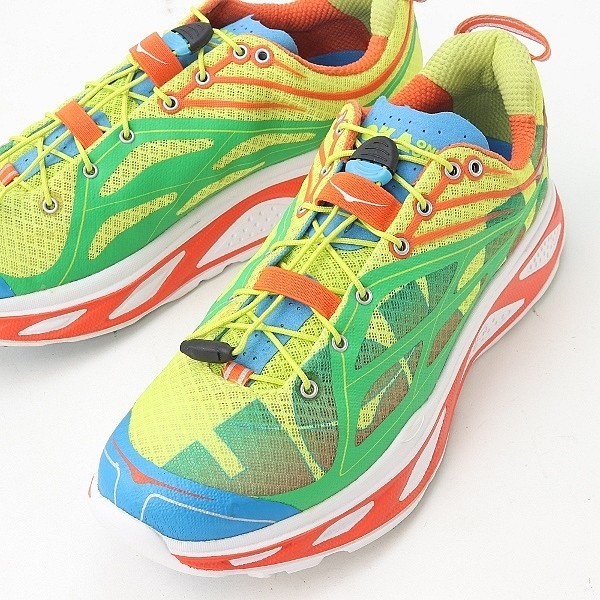  beautiful goods *HOKA ONE ONE ho kao Neo neHUAKAf red running shoes orange / green / yellow US9 / 27cm