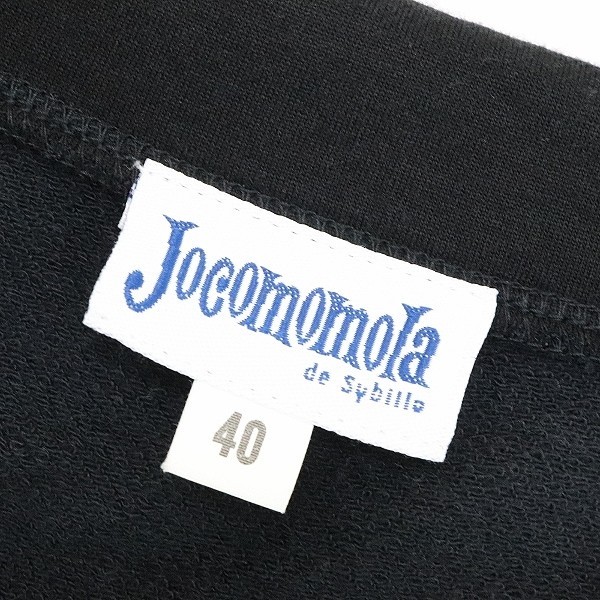 ◆Jocomomola ホコモモラ シビラ 刺繍ボタン 裏毛 七分袖 ジャケット 黒 ブラック 40_画像6