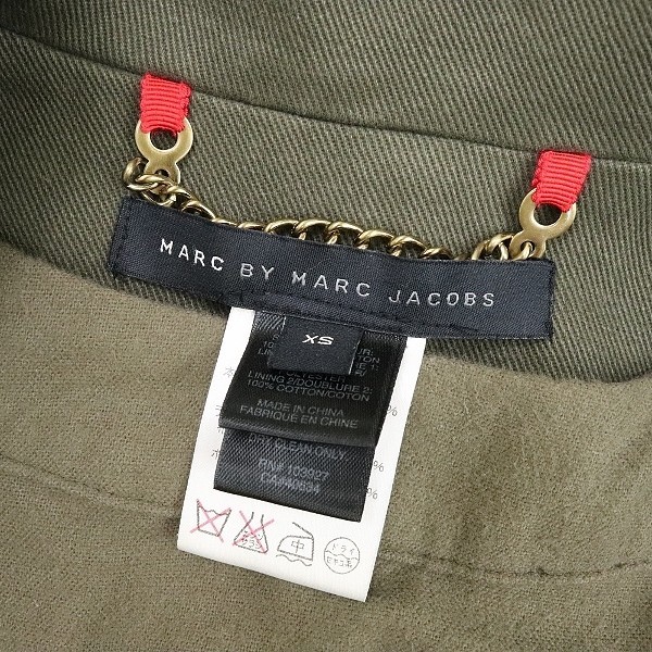 ◆MARC BY MARC JACOBS マークバイ マークジェイコブス ボアライナー付 コットン ダブル コート オリーブグリーン XS_画像6