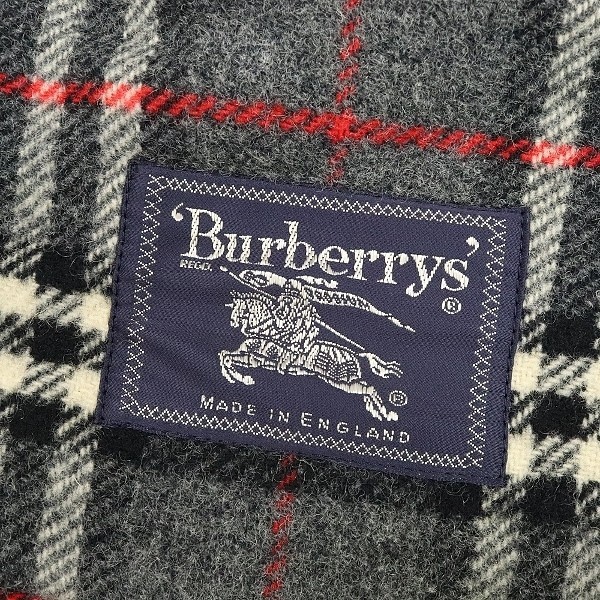 ヴィンテージ◆BURBERRYS バーバリー 裏地チェック柄 トグルボタン ウール ダッフル コート グレー 50 英国製_画像6