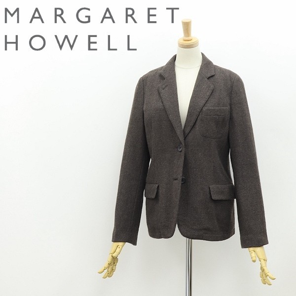 ◆MARGARET HOWELL マーガレット ハウエル ウール 2釦 ジャケット ダークブラウン 1