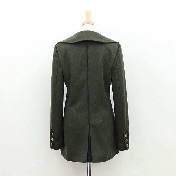 *D&G Dolce & Gabbana lining floral print leather using wool half coat moss green 26/40