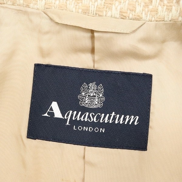 ◆Aquascutum アクアスキュータム ツイード コート ベージュ×アイボリー 9_画像6