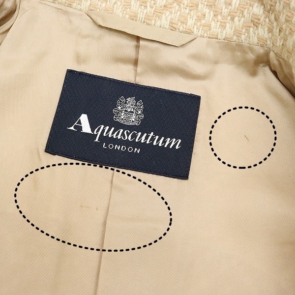 ◆Aquascutum アクアスキュータム ツイード コート ベージュ×アイボリー 9_画像5