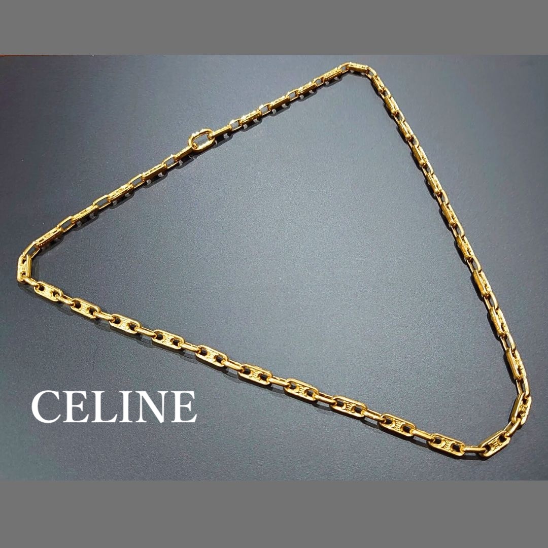 レア】CELINE セリーヌ ブラゾン チェーン ネックレス ゴールド