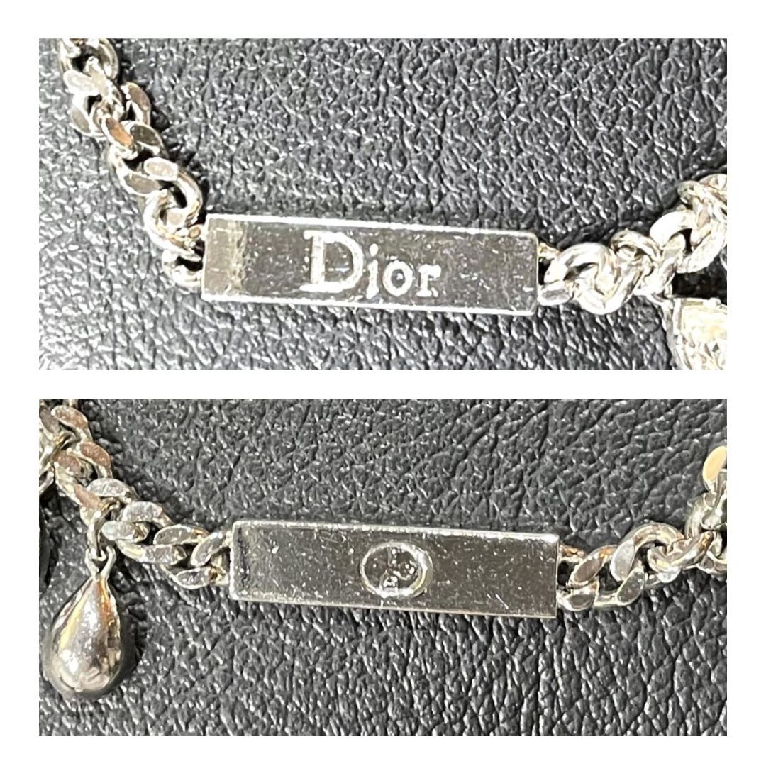 【美品】Christian Dior CD クリスチャンディオール ブレスレット シルバー チェーン ビジュー ロゴプレート【送料無料】_プレートに小さなキズがあります。