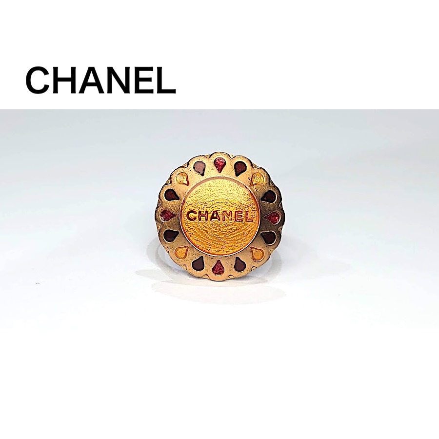 【美品・レア品】CHANEL シャネル 指輪 リング フラワーモチーフ ゴールド マルチカラー ヴィンテージ オールドシャネル 99A 99年製