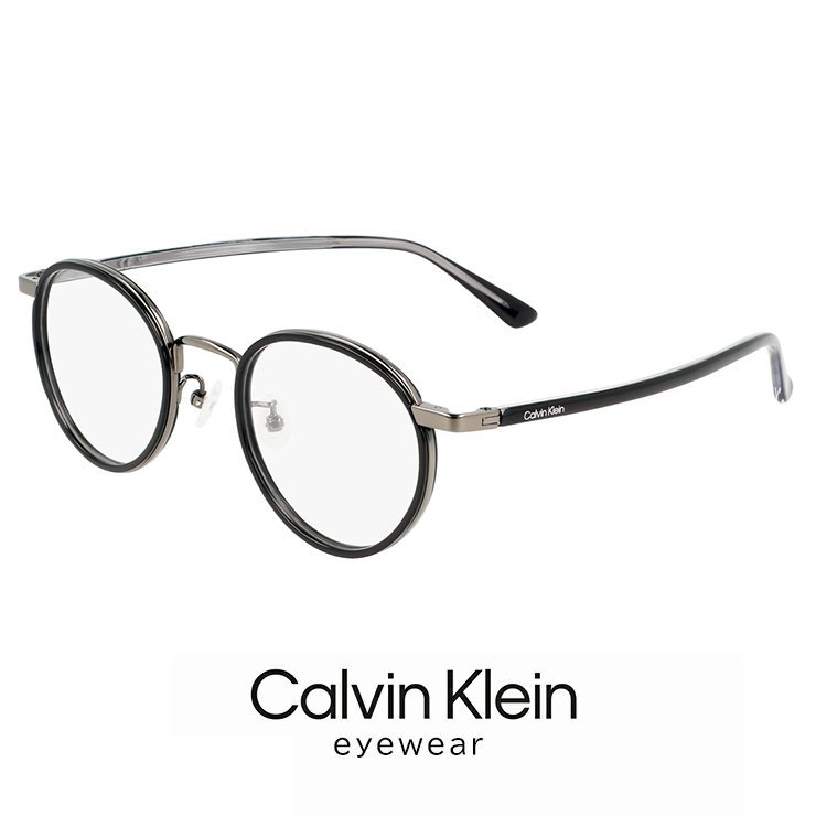 新品 カルバンクライン メガネ ck23124lb-001 48mm ユニセックス calvin klein 眼鏡 めがね チタン セル巻き ボストン型 黒ぶち ブラック_画像1