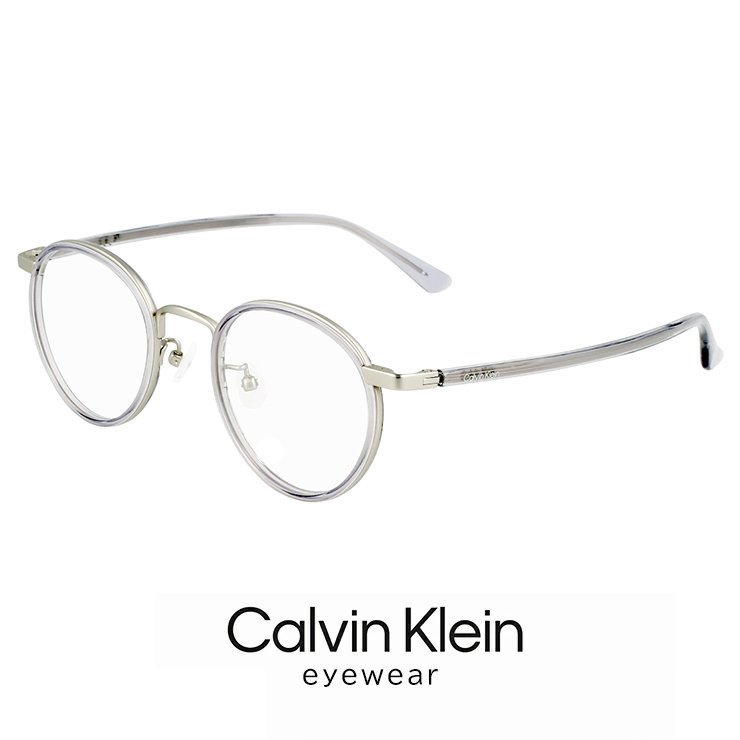 新品 カルバンクライン メガネ ck23124lb-020 48mm ユニセックス calvin klein 眼鏡 めがね チタン セル巻き ボストン型 クリア グレー_画像1