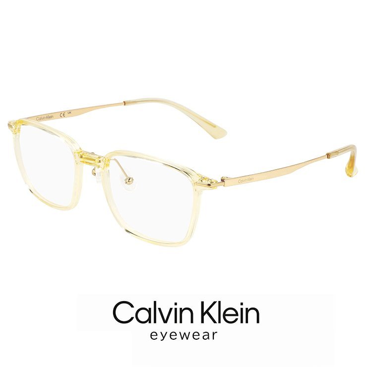 新品 メンズ カルバンクライン メガネ ck23556lb-749 51mm calvin klein 眼鏡 スクエア コンビネーション フレーム クリスタル イエロー