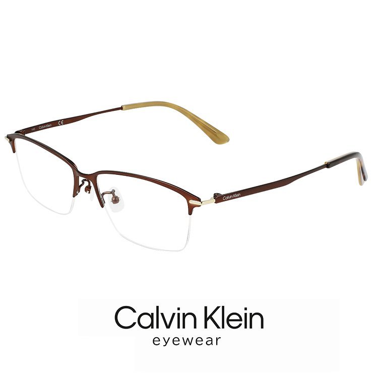 新品 メンズ カルバンクライン メガネ ck21135a-200 calvin klein 眼鏡 ck21135a ナイロール ハーフリム チタン メタル フレーム